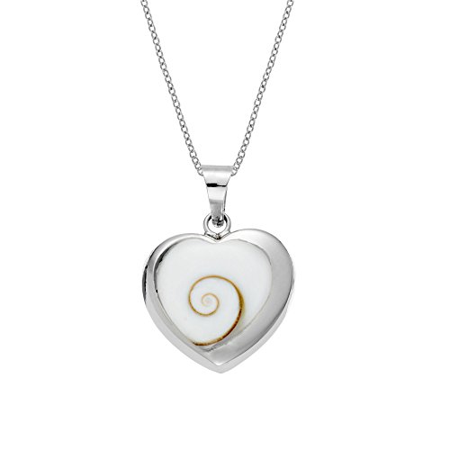 Collier Argent Cœur et Coquillage Œil de Shiva Cadeau Romantique d'Anniversaire Femme
