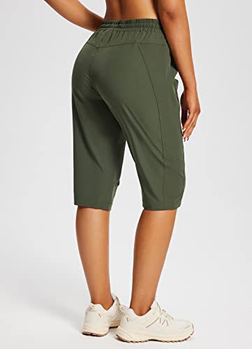 Baleaf Women's 15" Long Shorts Below The Knee Capri Hiking Cargo Shorts Lightweight Quick Dry Elastic Waist Casual