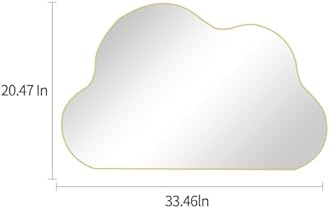 POZINO Gold Irregular Mirror, 33.5"x20.5" Cloud Shaped Mirrors, Asymmetrical Wall Mirror, Abstract Funky Frameless Mirrors for Living Room Bathroom Bedroom Entryway Fireplace