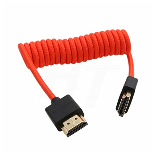 HangTon HDMI 4K 8K Cable Braided Coiled for SmallHD Blackmagic Monitor Panasonic S1H Sony A7m4 FX9 Canon C70 Nikon Z9 Camera Type A HDMI 2.1 - Image 2