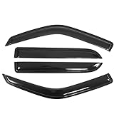 IKON MOTORSPORTS, Window Visor Compatible with 01-03 Ford F-150 Crew Cab, 02-03 Lincoln Blackwood, Acrylic Smoke Tinted & Semi-Transparent Sun Rain Shade Guard Wind Vent Air Deflector