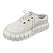 scarpe da balletto eleganti sandali slip on casual pelle donna colore scarpe plateau Solid Lace Fashion Up donna scarpe casual casual donna scarpe casual, bianco, 39.5 EU
