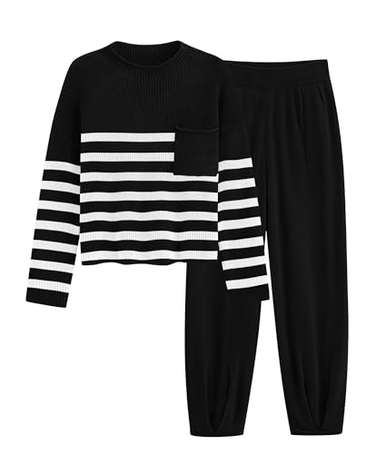 PRETTYGARDEN Two Piece Sets for Women 2025 Pullover Sweater High Waisted Sweatpants Tracksuit Lounge Set Fall Winter Outfits