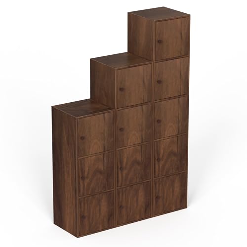 Image of BLUEWUD Calcio Combo Filing Storage Cabinet Rack Organizer Wardrobe Almirah Cupboard for Clothes with Multiple Closed Shelves for Bedroom Kitchen Living Room Home, DIY (Brown Maple) (111 X 36 X 169)CM