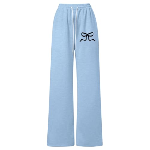 Cute Bowknot Sweatpants for Girls Baggy Open Bottoms Straight Leg Joggers Trousers Comfy Dance Trackpants with Pockets 4-13Y3