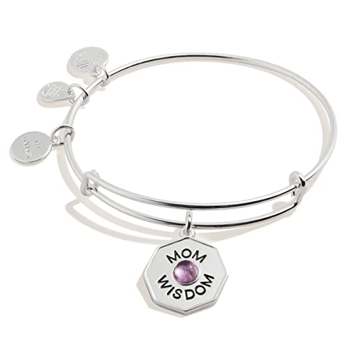 Alex and Ani Mother’s Day Expandable Wire Bangle Bracelet for Women, Mom/Wisdom Charm, Shiny Silver Finish, 2 to 3.5 in by Alex and Ani - Used condition - US$20.30