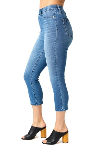 Judy Blue Women's High Rise Cool Denim Easy Pull On Capri Jegging4
