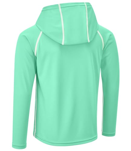 Boys Girls Fishing Sun Shirts Size 6 SPF Rash Guard Dry Fit Stretch Long Sleeve Hoodie Breathable Hiking Travel Biking Beach Mint Green — view 4