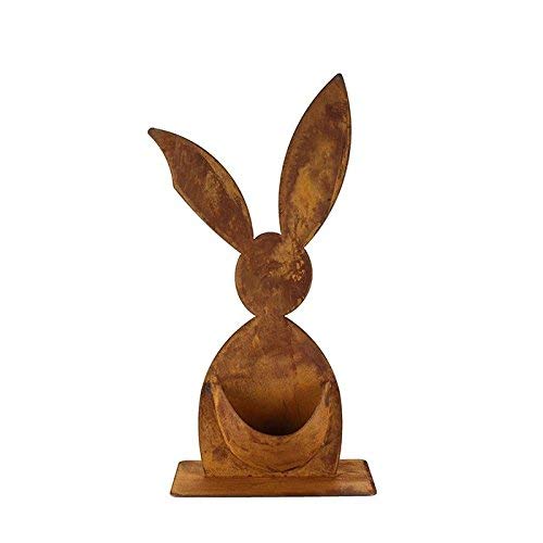 Lapin en métal rouille 60 cm : la décoration de jardin grand format