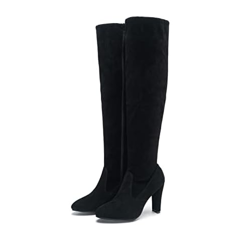 Remxi Women's Thigh High Over The Knee Boots Suede Boots Sexy Party Zipper Calf Long Boots For Women Black Uk 5.5 Cover