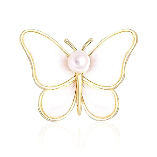 Image of GBAHFY Butterfly Pearl Brooch Gold Elegant Bridal Vintage Style Pins Wedding Banquet Anniversary Brooch for Women