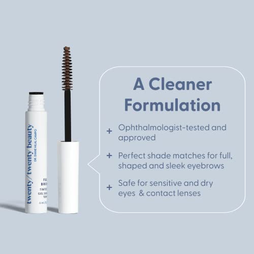 Twenty/Twenty Beauty Full Brows Tinted Gel, Vegan Tinted Eyebrow Gel Made With Clean Ingredients (Brown) #TOP3