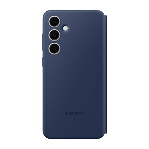 Image of Samsung Galaxy S24 FE Wallet Phone Case, Protective Cover with Smart Small Screen View, Finger Tap Control, Slim Design, Card Holder Pocket, US Version, Blue