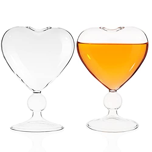 Hemoton Martini Glasses Set of 2, Glass Crystal Cocktail Glasses Heart Shape Glass Cups Shrimp Cocktail Goblet Glass Wine Goblet Wine Flutes Drinking Cup For Valentine's Day Bar Wedding Party Banque