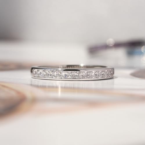 DoubleAccent Sterling Silver Wedding Ring Princess Cut Channel Set Wedding Band 3MM (Size 5 to 12)4