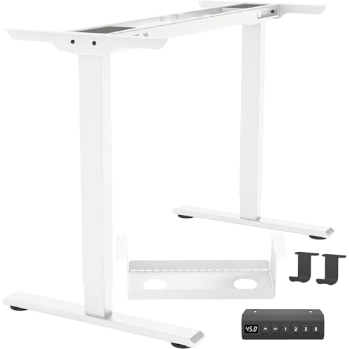 Image of Dual Motor Standing Desk Frame, Electric Adjustable Legs, Workstation Desk Base, Sit Stand Desk Frame, 3 Memory Height Settings, with Cable Management Tray, Headphone Hook