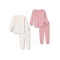 Amazon Essentials x Sofia Grainge Baby Jungen Eng anliegender Baumwoll-Schlafanzug, 2er-Pack, Elfenbein Viele Herzen, 18 Monate