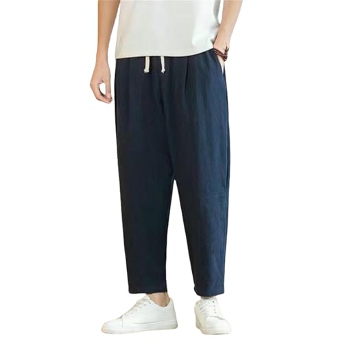 Pantalon 9 points en coton-lin pour homme : coupe ample et légère