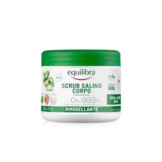equilibra Scrub Salino Corpo Rimodellante, Esfoliante, 600 g, con Sale Salgemma di Sicilia Purissimo ad Azione Antiacqua e Aloe Vera, Oli Naturali ed Estratti Vegetali, Leviga e Nutre la Pelle