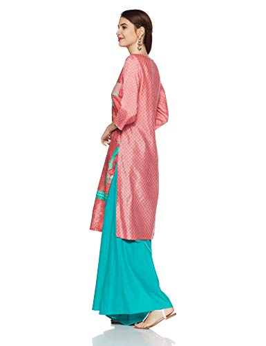 Image of Rangriti Peach Straight Viscose Kurta for Women