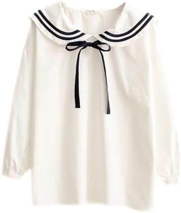 Cuteighteen Summer Sailor Collar Blouse Tie Bow Short Sleeve Doll 