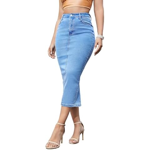 Foresi Women's Denim Midi Skirt Cover