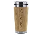 Kaffeebecher mit Namen Coffee to go Becher Gravur mit Spruch personalisiertes Geschenk 0,4 l aus Bambus