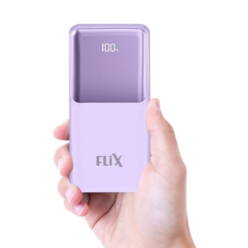 Image of FLiX UltraCharge P115 10000mAh 22.5W QC Power Delivery PPS Power Bank, Tripple Output, Dual Input Type C & B, Percentage LED Indicator, Compatible iPhone, Samsung, Google (XPB-P115)(Purple)