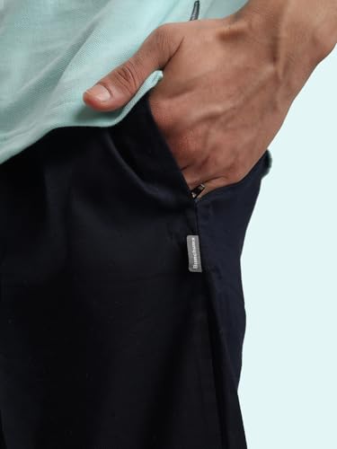 Image of Rupa Bumchums Men's Easy Care Cotton-Linen Relaxed Fit Trousers with Adjustable Drawstring and Secure Zip Pockets