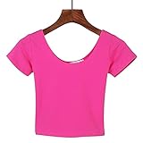 Harajuku Sexy Crop Distaff T Shirt Cuello redondo Manga corta Algodón Tops Femme Kawaii Women