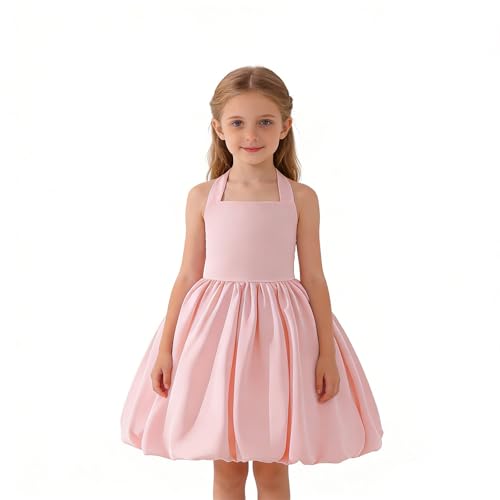 Vestido de fiesta para niñas grandes con elegante cuello halter sin mangas