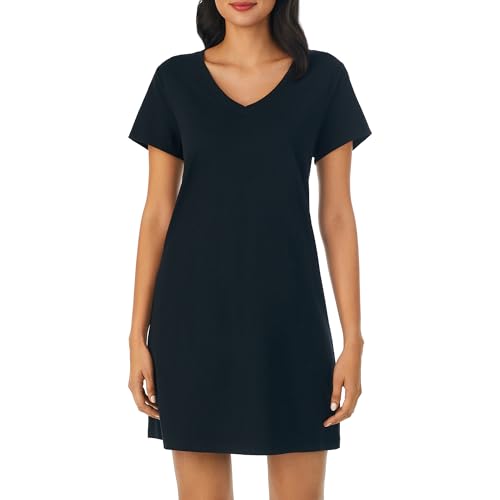 Image of Nautica Womens Sleep Shirt Dress - Cotton Knit Jersey V-Neck Pajama Top - Lightweight & Breathable Sleepwear Loungewear
