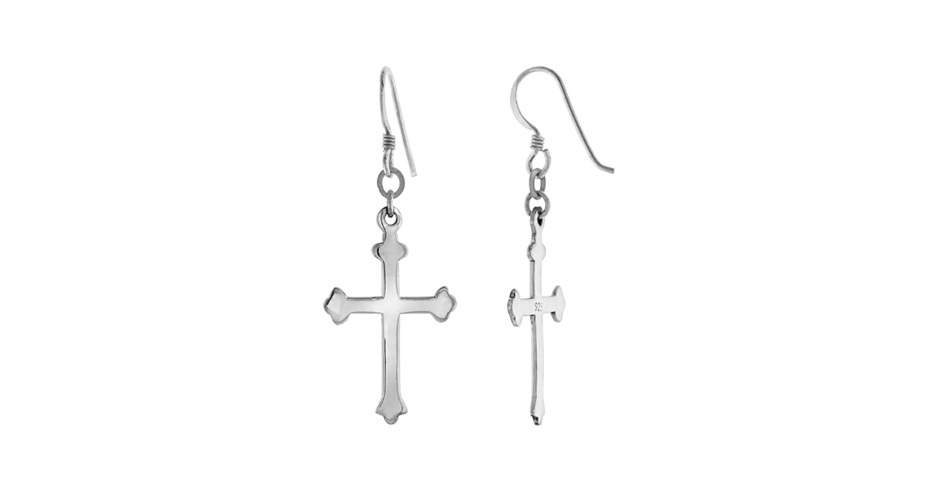 国内で当店のみ Racer Worldwide - Cross 925 Silver Earrings Amazon.com: Sterling Silver Dangling Budded Cross Earrings