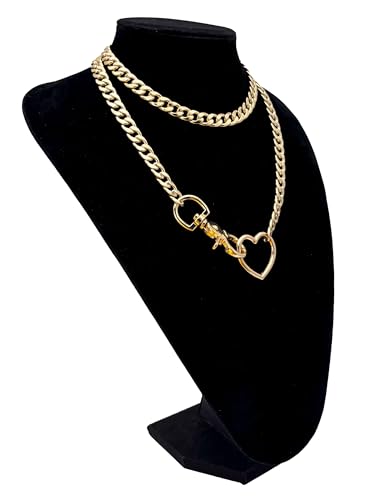 paloli women39s slip chain rainbow heart o-ring chunky chain necklace rays cuban long layered jewelry adjustable lariat y-necklace heart loop choker