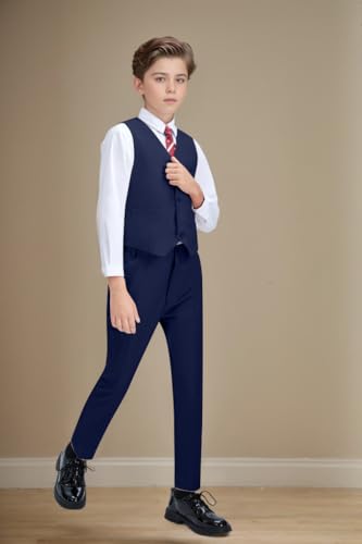 Image of Boys Formal Suit Vest Kids 3 Button Adjustable Back Strap Toddler Vests