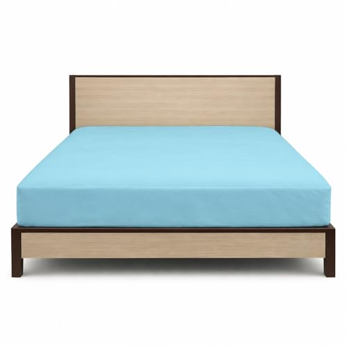 Image of 100% Waterproof Mattress Protector Single Size Bed 30x72 Inch, Non Woven Fabric Fitted Mattress Cover with Elastic, Waterproof Bed Protector, Hypoallergenic, 10 Inch Deep Pocket - Light Blue