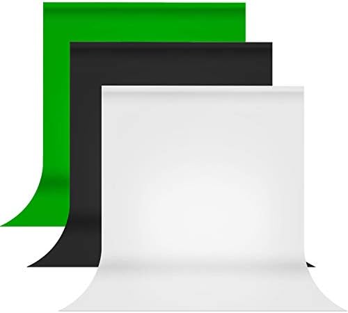 Julius Studio 9 x 13 Ft. Photo Studio Chromakey Background Muslin Backdrop Bundle Kit, Black, White, Green Premium Quality Fabric Material, Wrinkle Resistant, Photo Video Studio, PROMO05_AM1