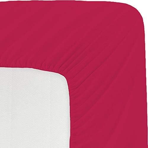 Twin Fitted Sheet - Single Fitted Deep Pocket Sheet - Fits Mattress Perfectly 13 Inch Deep Pocket- 600 TC 100% Egyptian Cotton - Solid Hot Pink