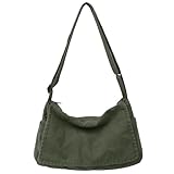 Huwzder Canvas Messenger Bag Large Satchel Bag Travel Hobo Bag Casual Tote Shoulder Bag for Women and Men (Green)