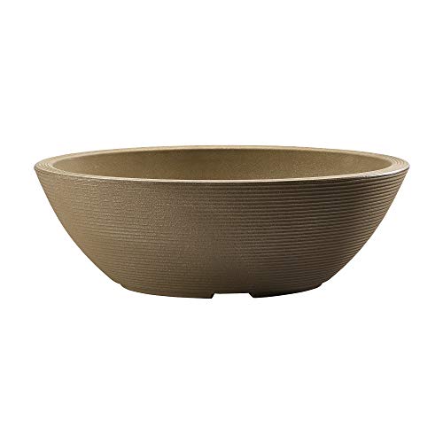 Crescent Garden Delano Oval Planter Bowl, Succulent Garden, Unique Indoor/Outdoor Double-Walled Plant Bowl with Plug- Oval Shape - 30" L x 21" W x 10" H (Mocha)