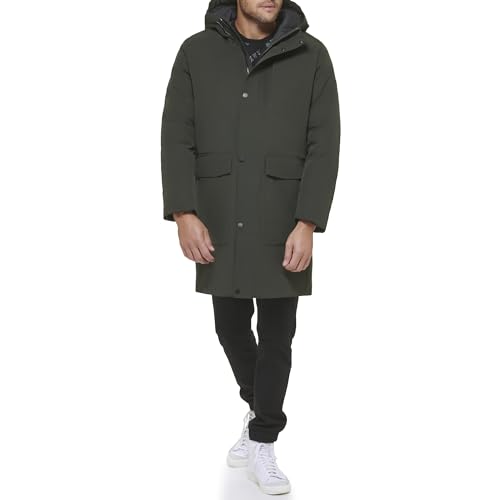 Image of DKNY Men's Water Resistant Hooded Logo Parka Jacket