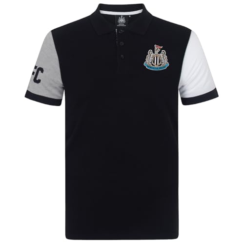 Newcastle United FC Official Gift Mens Contrast Sleeve Polo Shirt Black Large