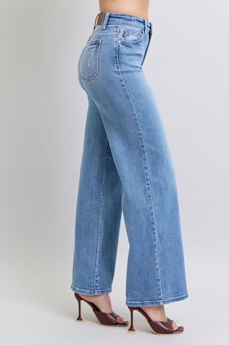 High-Waisted Vintage Wash Retro Wide Leg Jeans – Classic Comfort, Modern Flair-826254
