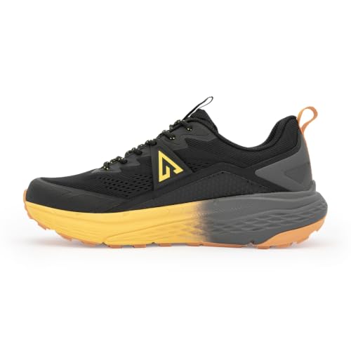 Image of Red Tape Ozark Black & Yellow Trail Running Shoes for Men | Low-Cut Outdoor