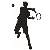 DNVEN Sports Wall Decals Tennis Player Wall Stickers Sports Man Theme Silhouette Vinyl Murals Teens Boys Room Decor Playrooms 25 inches x 41 inches