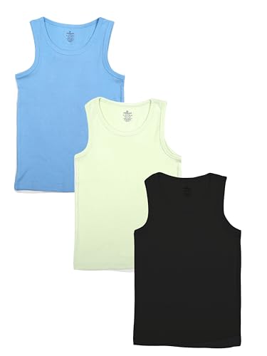 Image of KiddoPanti Boys 100% Cotton Vest Pack of 3 | Cotton 1x1 Rib Knit Sleeveless Innerwear | Soft & Breathable Kids Vest