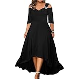 FUNSEED Robe longue d'été pour femme - Grande taille - Col en V - Épaules dénudées - Style bohème - Pour plage, fête de mariage, noir, XX-Large