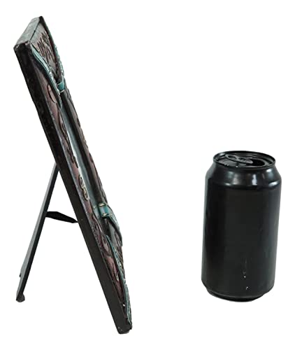 Ebros Gift Rustic Western Floral Scroll Lace Hearts And Turquoise Belt Bling Sculpted Tooled Leather Easel Back Picture Frame For 5"X7" Photo Cabin Lodge Cottage Farm House Accent #TOP5