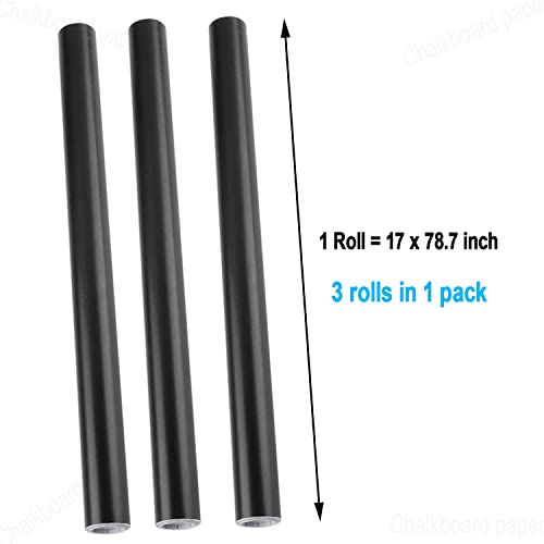 3 Rolls 17” X 78.7” Chalkboard Contact Paper - Adhesive Blackboard Wall Decal Vinyl Stickers, 15 Chalks Included #TOP1