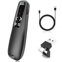 UBUYUONE Presenter USB C, Wiederaufladbar mit digitaler Batterieanzeige, Powerpoint Presenter Pointer für Präsentationen, Powerpoint Fernbedienung Präsenter für Computer Laptop Mac